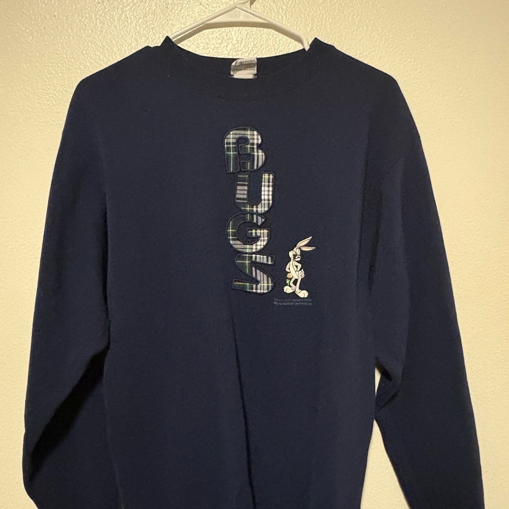 Warner Bros Blue Crewneck Sweater with Graphic Design